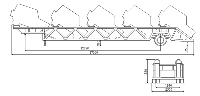 чертеж с габаритными размерами полуприцепа автовоза 949212